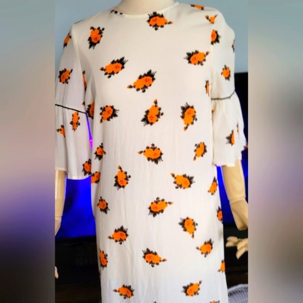 GANNI Floral Print dress  with Orange Accents